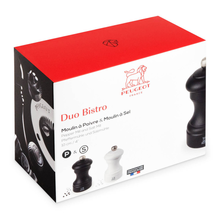Coffret duo moulins Bistro 10cm noir/blanc - Peugeot