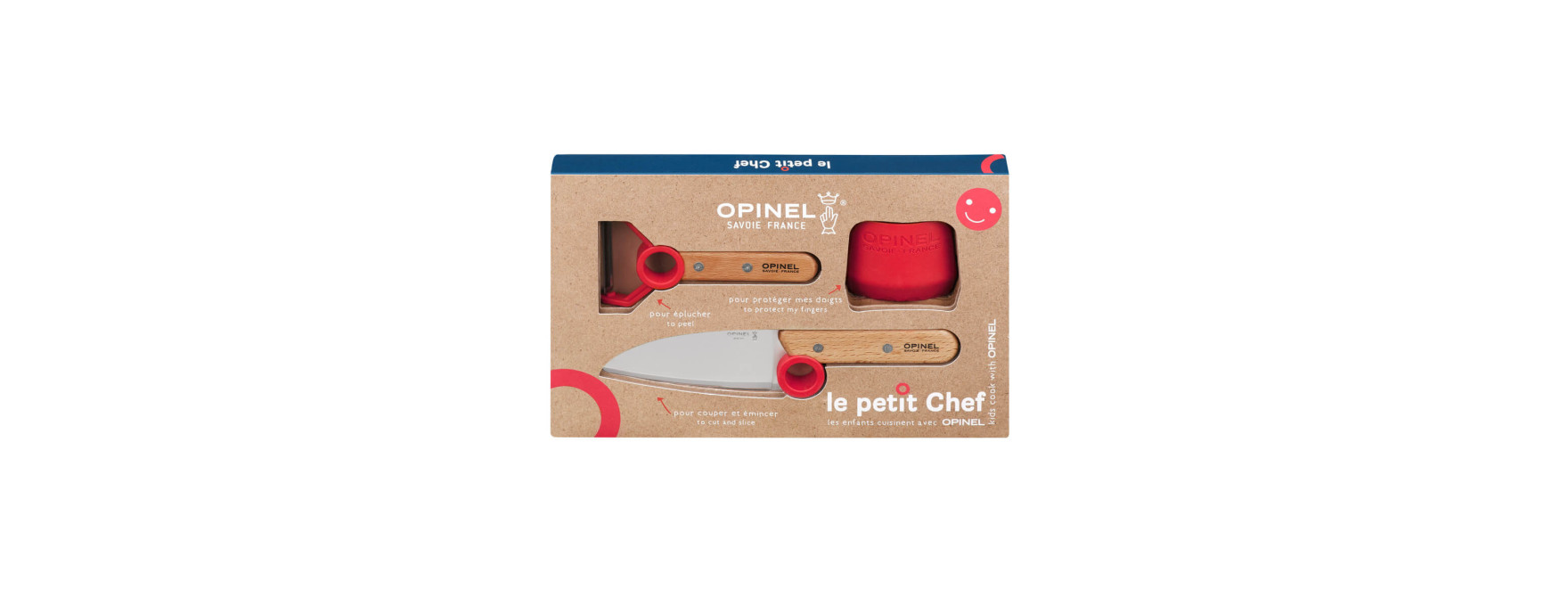 Coffret petit chef : couteau. éplucheur et protége doigt - O