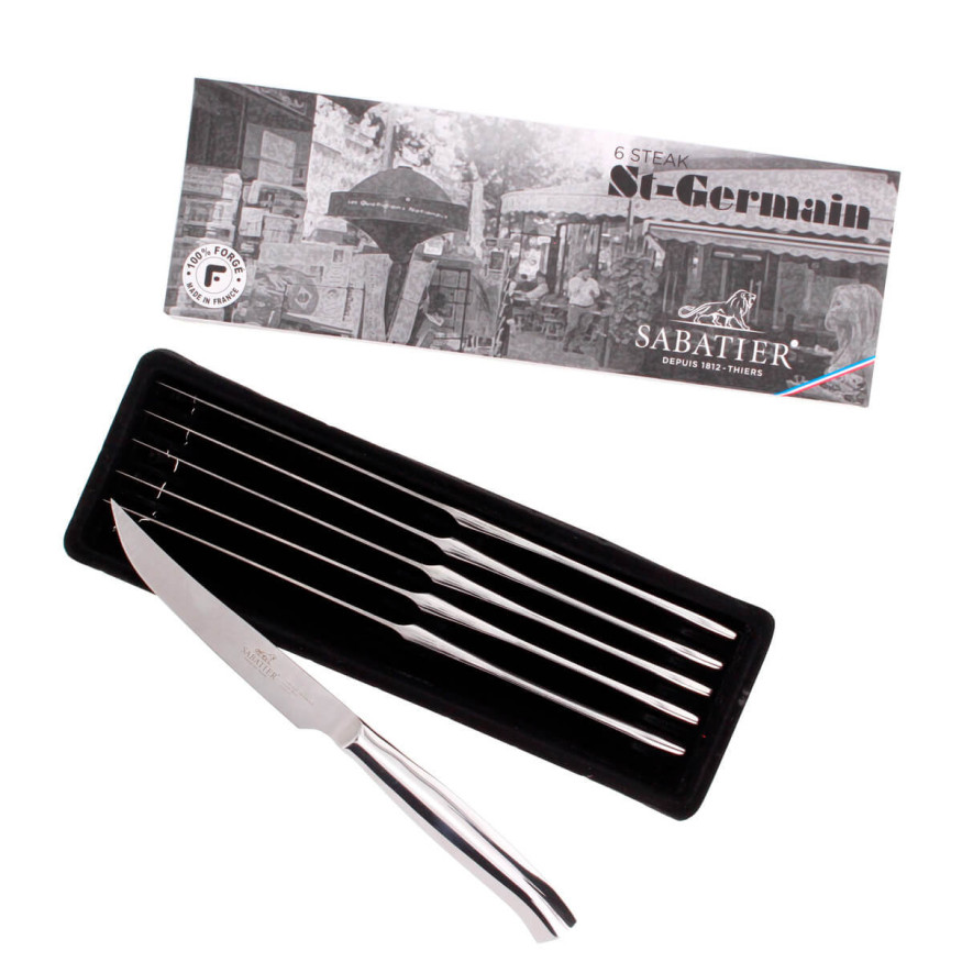 Coffret 6 couteaux steak lame lisse Saint-Germain en inox - 