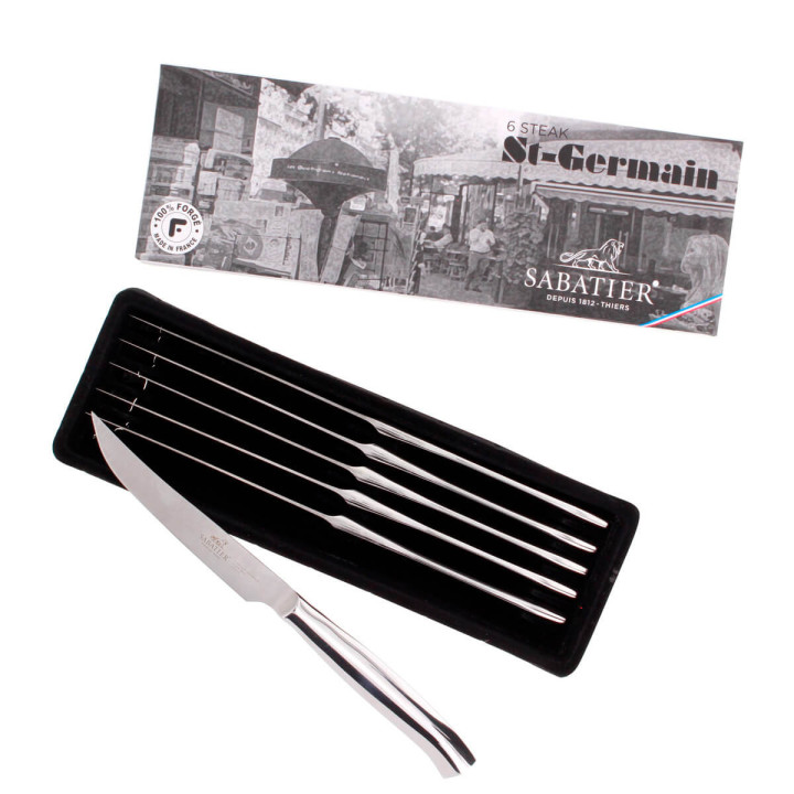 Coffret 6 couteaux steak lame lisse Saint-Germain en inox - 