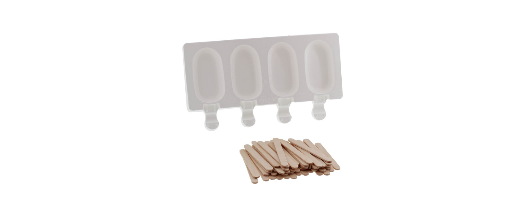 Moule 4 mini glaces esquimaux en silicone et 50 bâtonnets