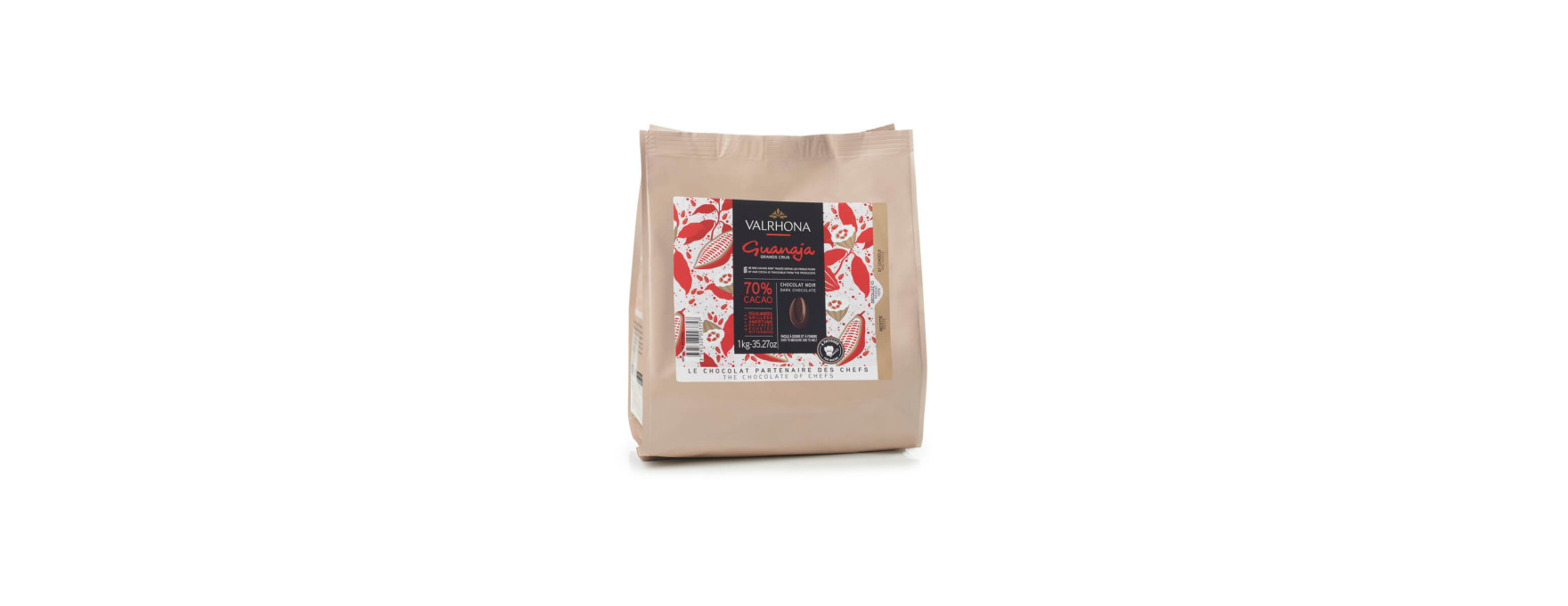 Sac de fèves chocolat noir Guanaja 70% 1 kg - Valrhona