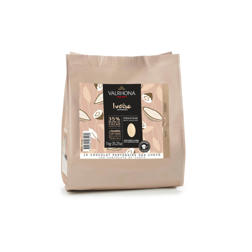 Sac de fèves chocolat blanc Ivoire 35% 1 kg - Valrhona