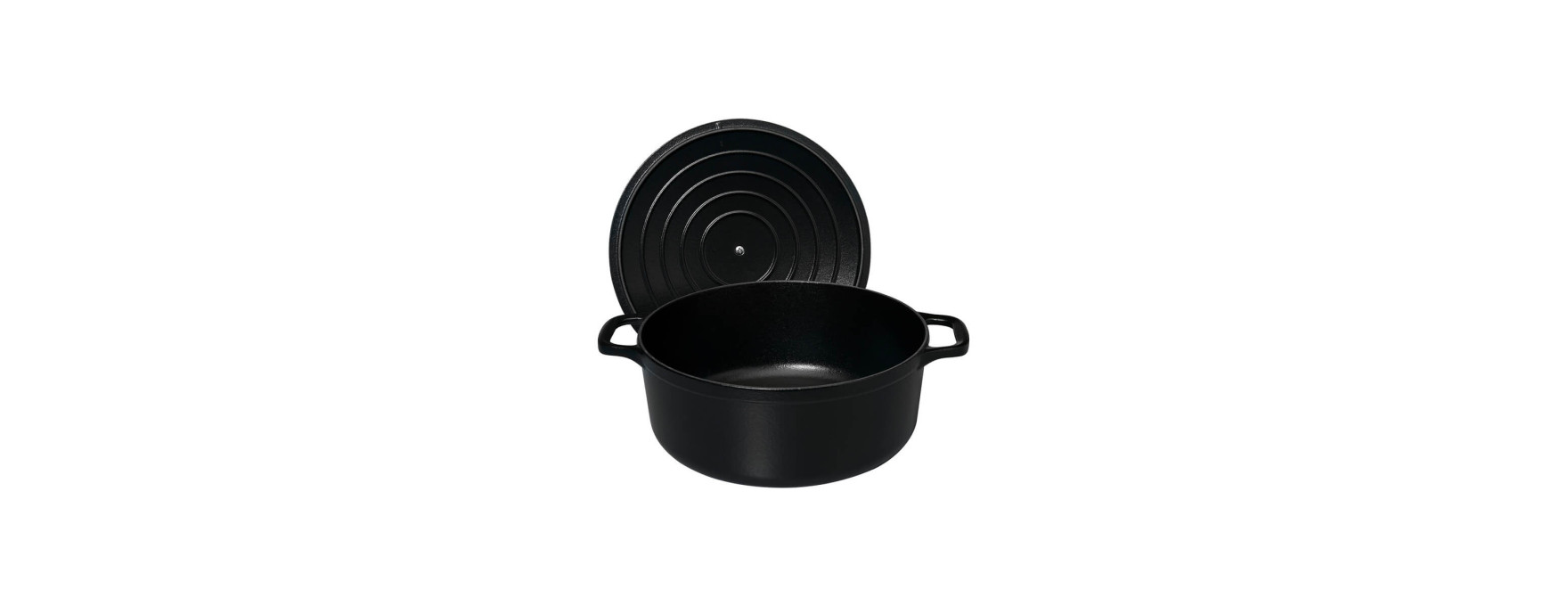 Cocotte en fonte ronde 24 cm 4.0L noire - Le Chasseur