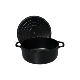 Cocotte en fonte ronde 24 cm 4.0L noire - Le Chasseur