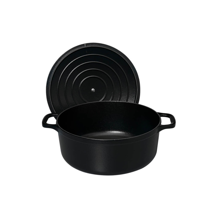 Cocotte en fonte ronde 24 cm 4.0L noire - Le Chasseur