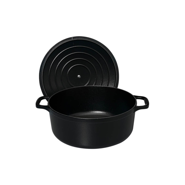 Cocotte en fonte ronde 24 cm 4.0L noire - Le Chasseur