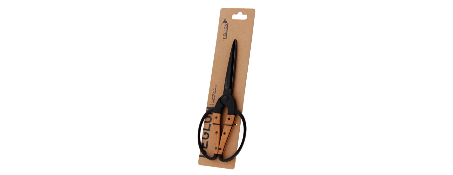 Ciseaux forgés noirs manche bambou 21 cm Déglon