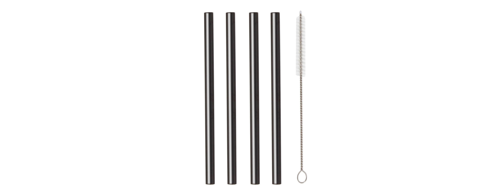 Set de 4 pailles courtes en inox noir avec brosse de nettoya