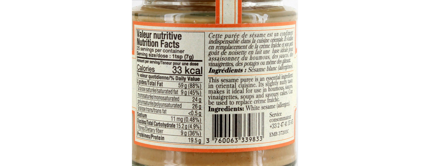 Tahin 180gr - Terre Exotique