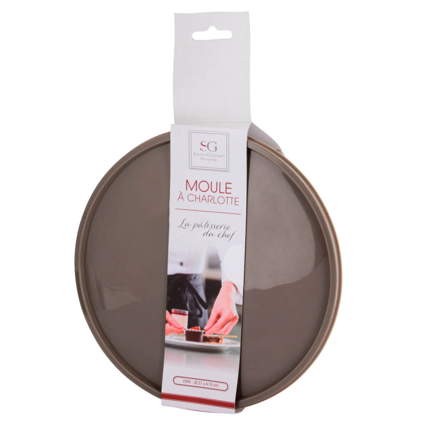 Moule à charlotte avec couvercle en plastique gris 9 x 21 cm