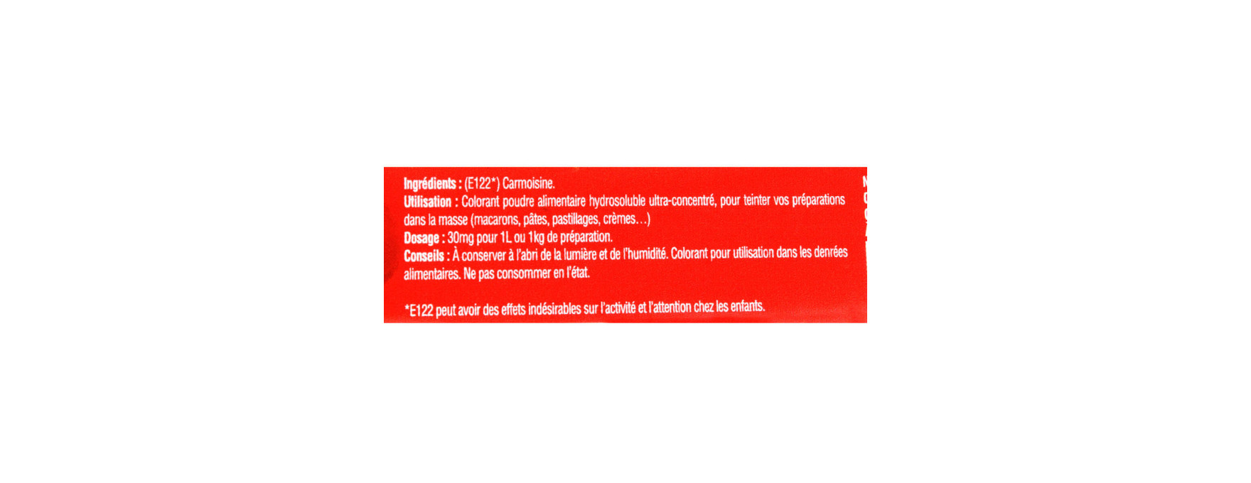 Colorant alimentaire en poudre hydrosoluble rose framboise 10 gr