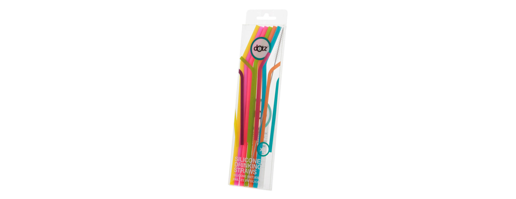Set de 6 pailles courbées en silicone multicolore - Dotz