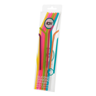 Set de 6 pailles courbées en silicone multicolore - Dotz