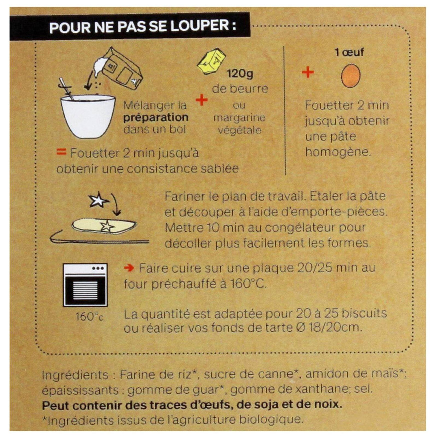 Préparation biscuits nature bio sans gluten 300 gr - Alice Délice