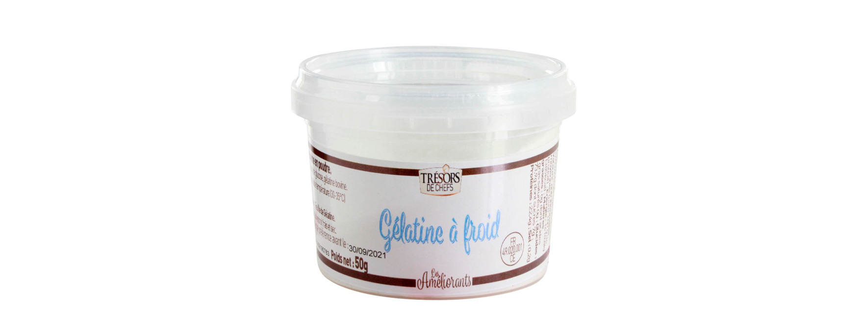 Gélatine bovine en poudre à froid 50 gr - Trésors de chefs