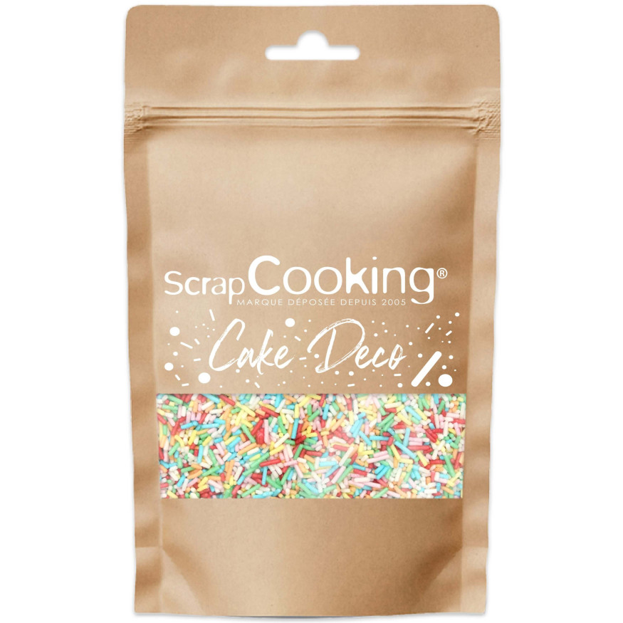 Décor à parsemer : vermicelles multicolores 80 gr - Scrapcooking