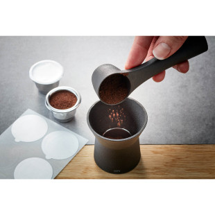 Set pour capsule de café : 2 capsules en inox, 80 autocollan