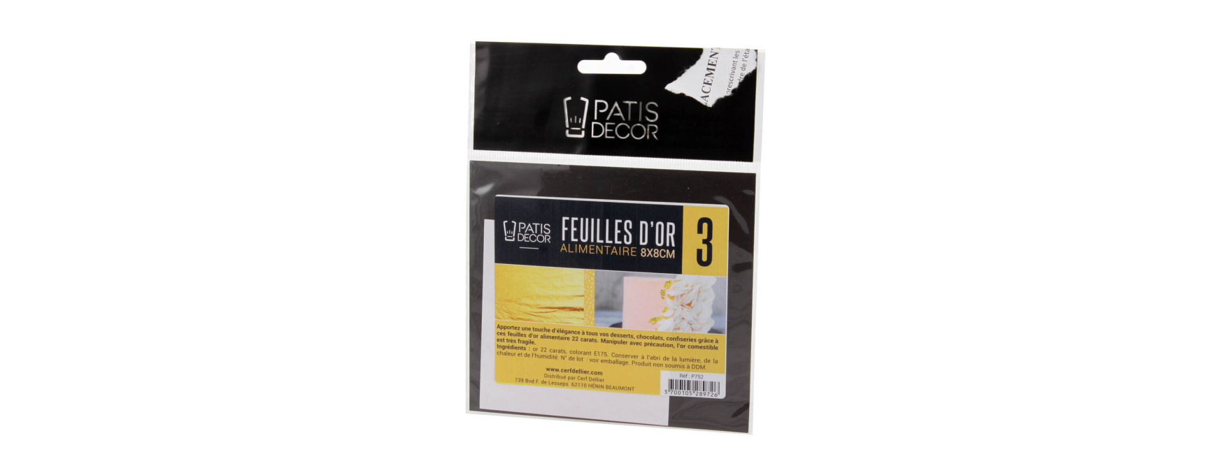 3 feuilles d´or alimentaire 8 x 8 cm - Patisdecor