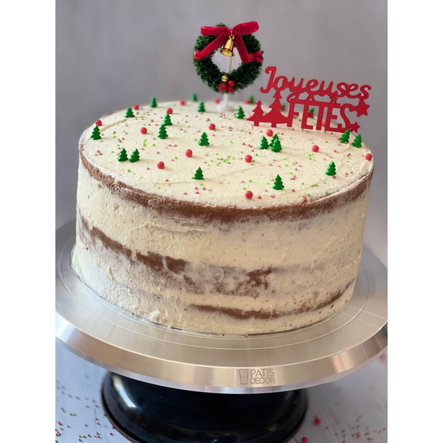 Décor de gâteau et bûche de Noël : 2 cake toppers Joyeuses Fêtes