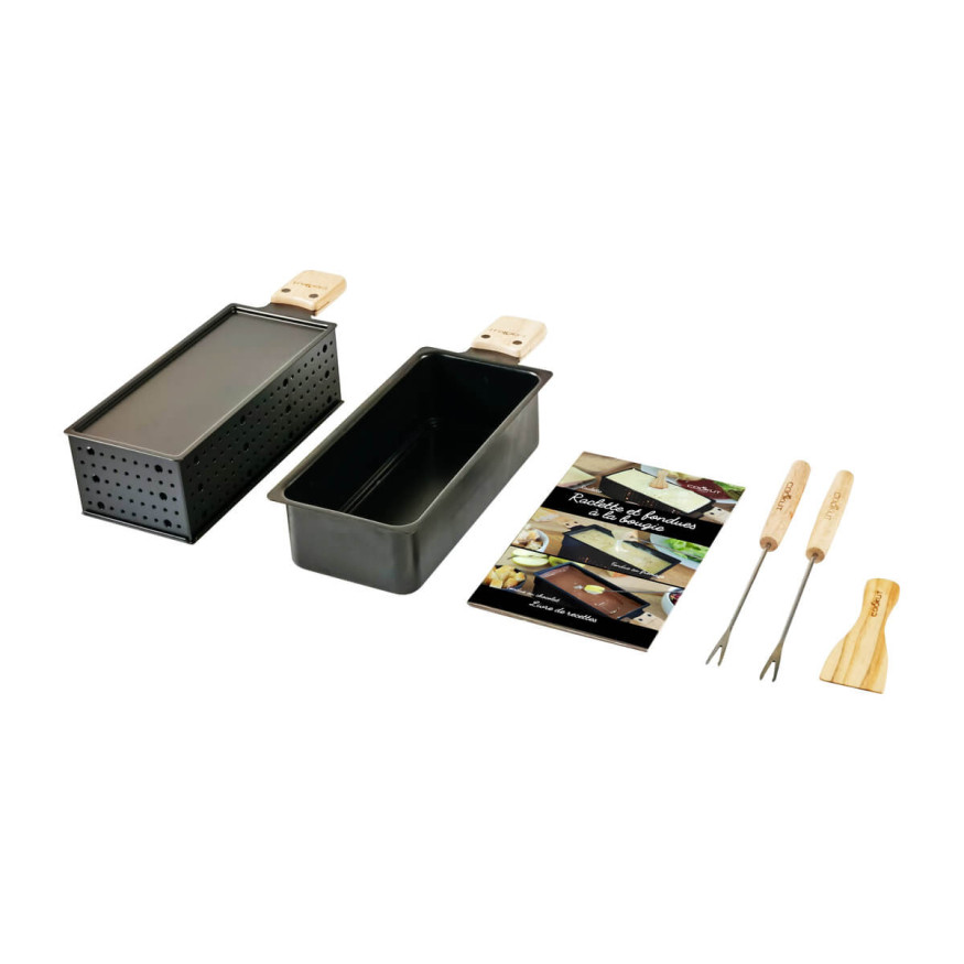 Coffret cadeau fondue fromage. fondue au chocolat et raclett