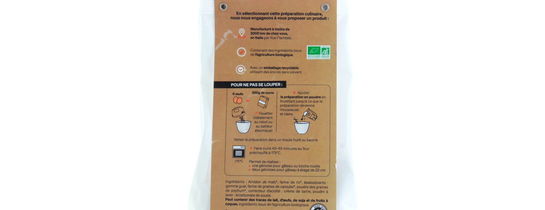 Préparation génoise bio sans gluten 250 gr - Alice Délice