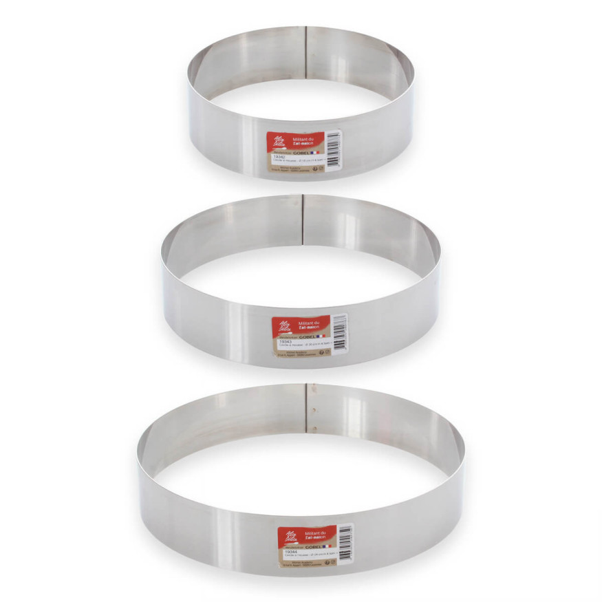 Cercle à mousse et entremets en inox 4/6 parts 20 cm hauteur