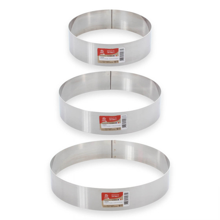 Cercle à mousse et entremets en inox 4/6 parts 20 cm hauteur