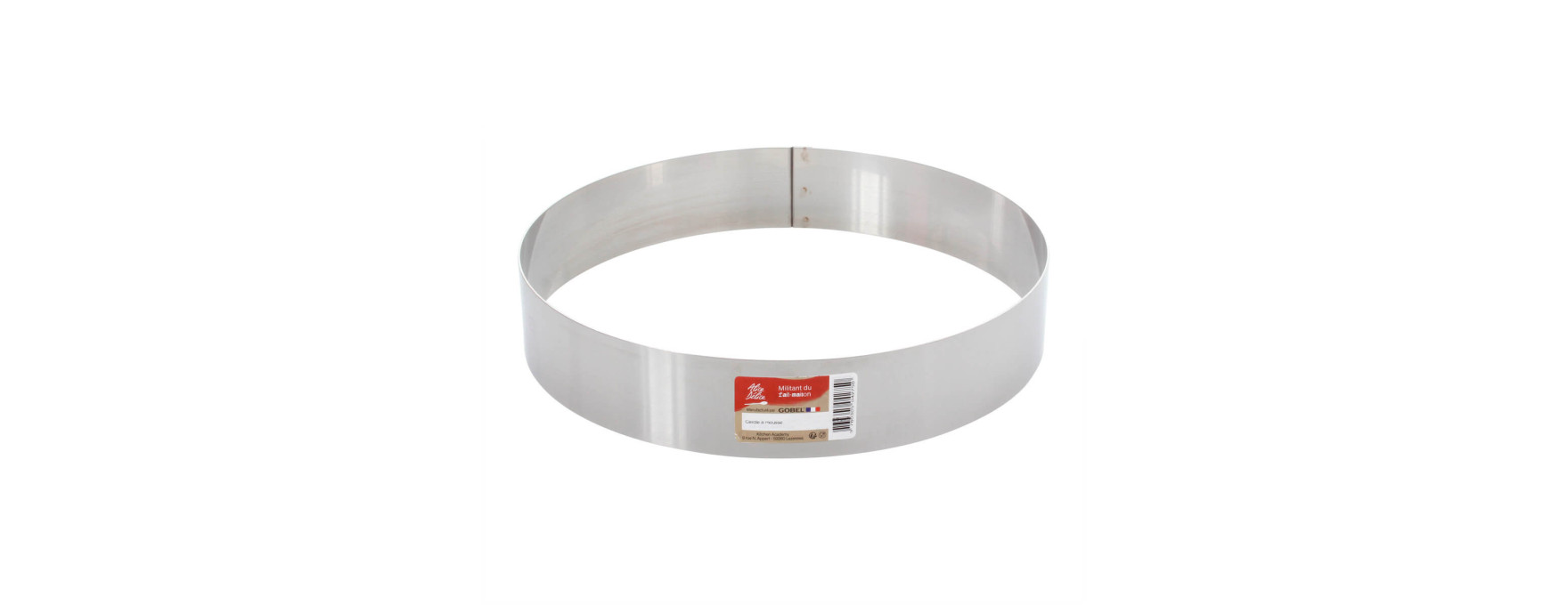 Cercle à mousse et entremets en inox 6/8 parts  24 cm hauteur 4,5 cm