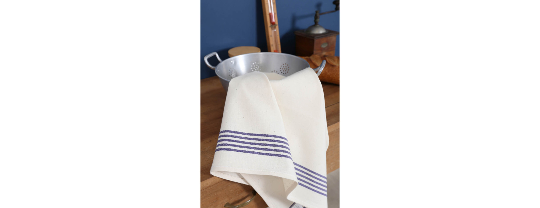 Torchon Renzo rayé bleu - Tissage de l´ouest