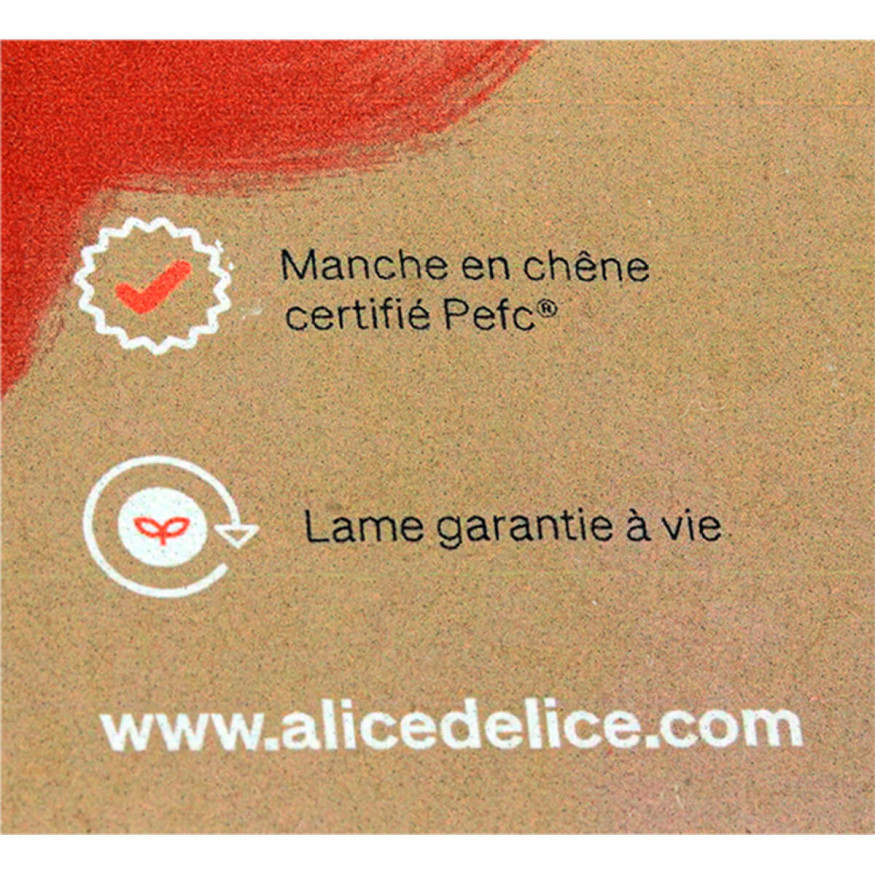 Eplucheur manche chêne PEFC 2 tranchants lame lisse - Alice 
