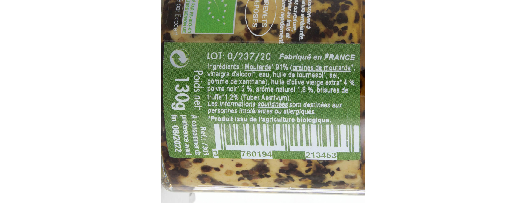Moutarde brisures de truffe noire 130g - Savor et Sens
