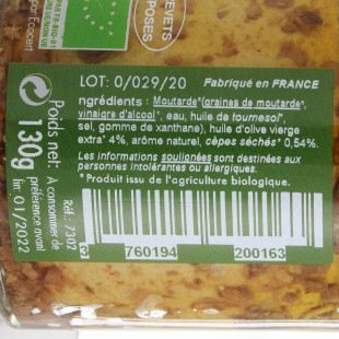 Moutarde cèpes 130g - Savor et Sens