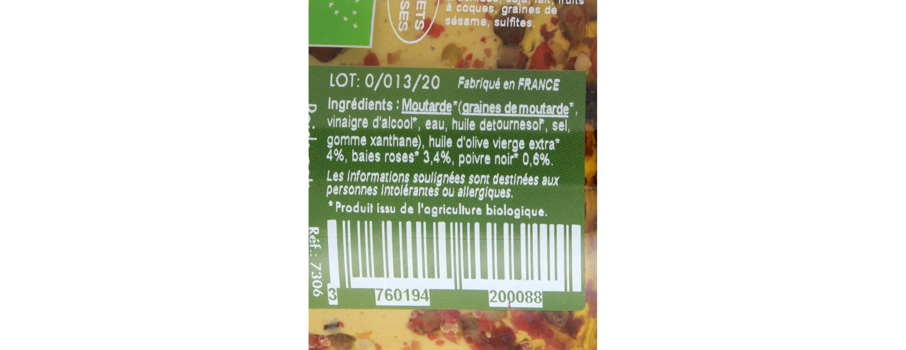 Moutarde bio baies roses poivre noir 130g - Savor et Sens