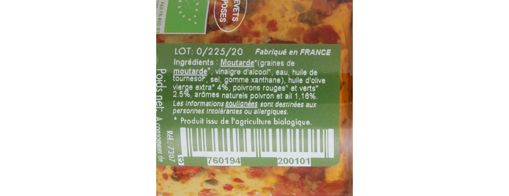 Moutarde bio poivrons pointe ail 130g - Savor et Sens