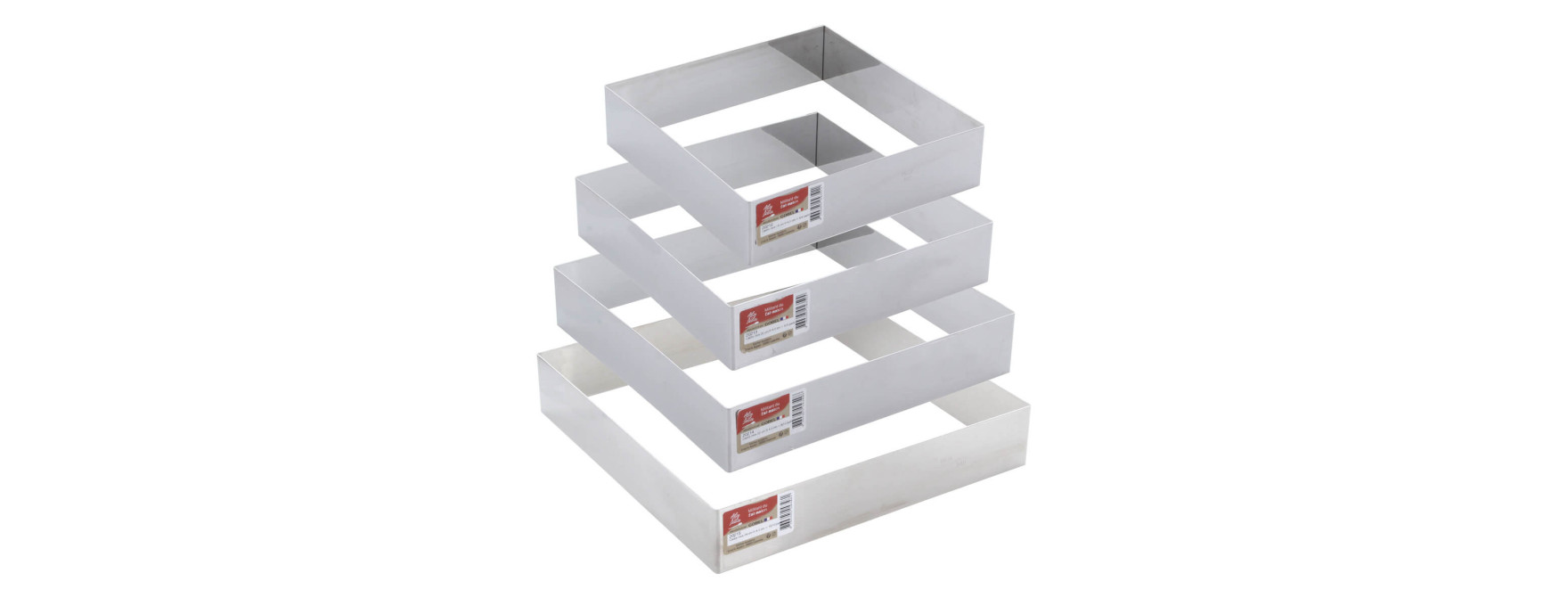Cadre à pâtisserie carré en inox 24 cm hauteur 4.5 cm