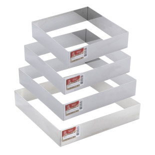 Cadre à pâtisserie carré en inox 24 cm hauteur 4.5 cm