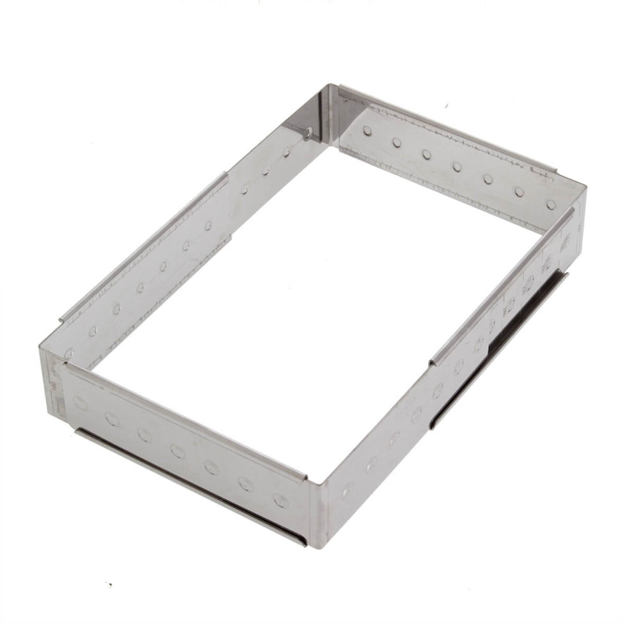 Cadre à pâtisserie extensible en inox de 16 à 28 cm, de 4 à 