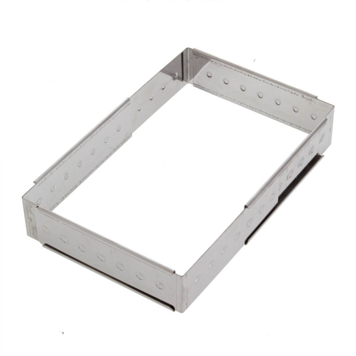 Cadre à pâtisserie extensible en inox de 16 à 28 cm, de 4 à 