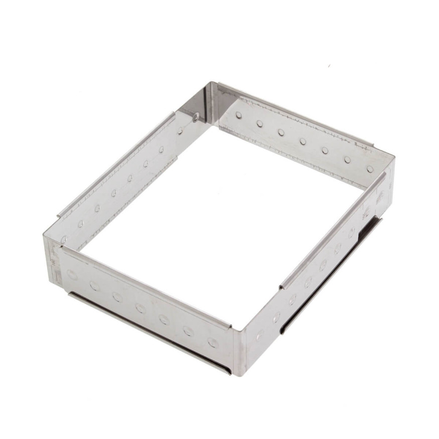 Cadre à pâtisserie extensible en inox de 16 à 28 cm, de 4 à 