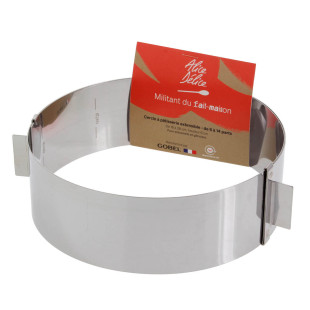 Cercle à pâtisserie extensible en inox de 16 à 28 cm, de 6 à 14 parts