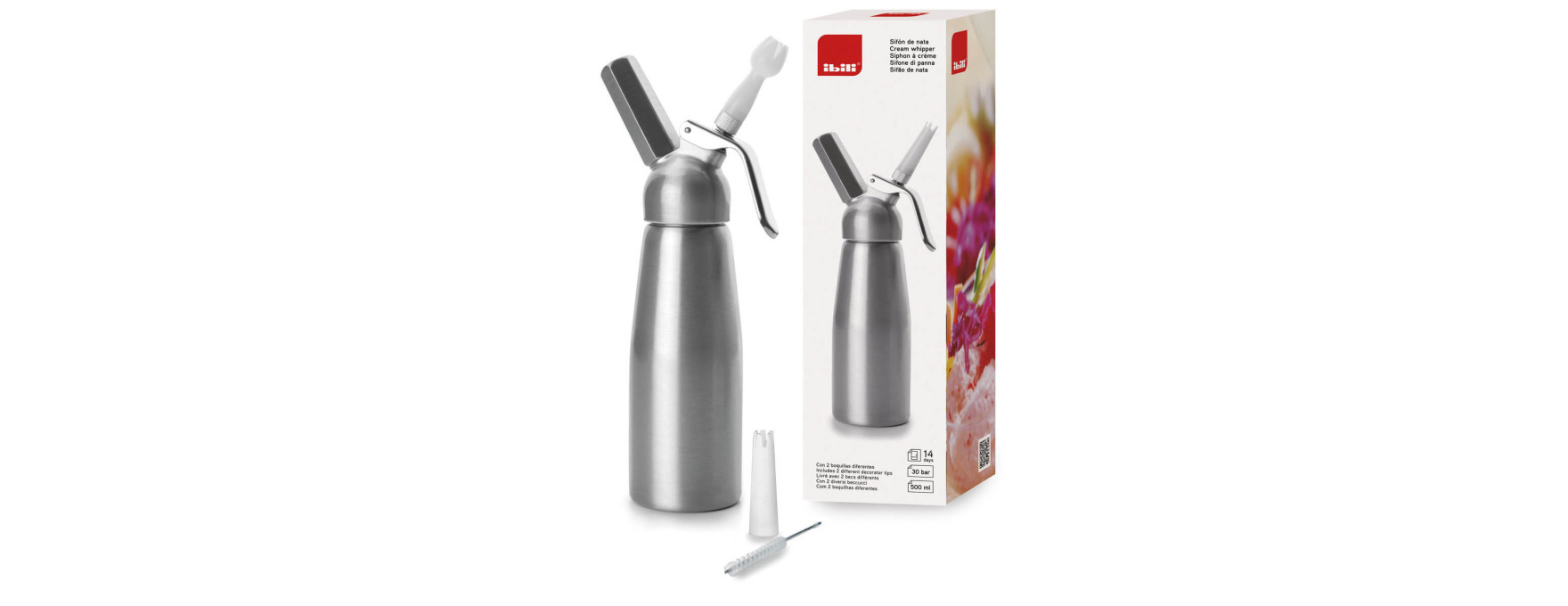 Siphon pour chantilly et mousses froides ou chaudes 0,5 L - 