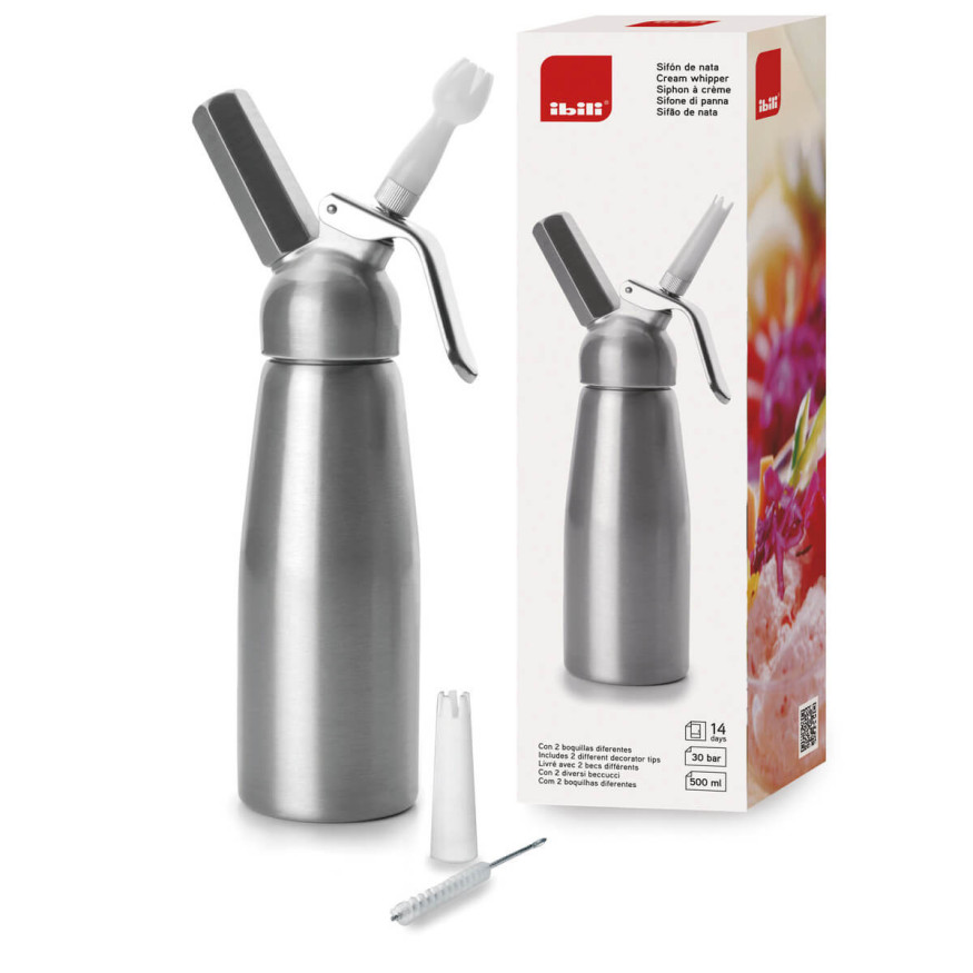 Siphon pour chantilly et mousses froides ou chaudes 0,5 L - 