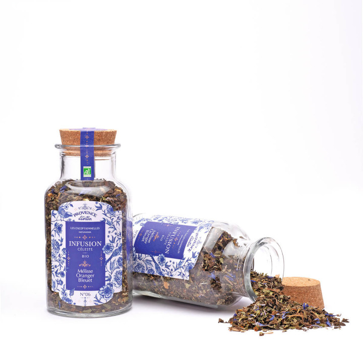 Infusion bio céleste vrac mélisse, oranger et bleuet 30 gr
