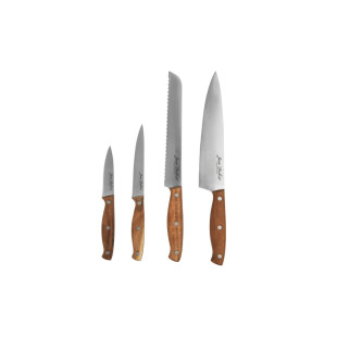 Bloc avec affuteur 4 couteaux manche bois Natural Life - Jea