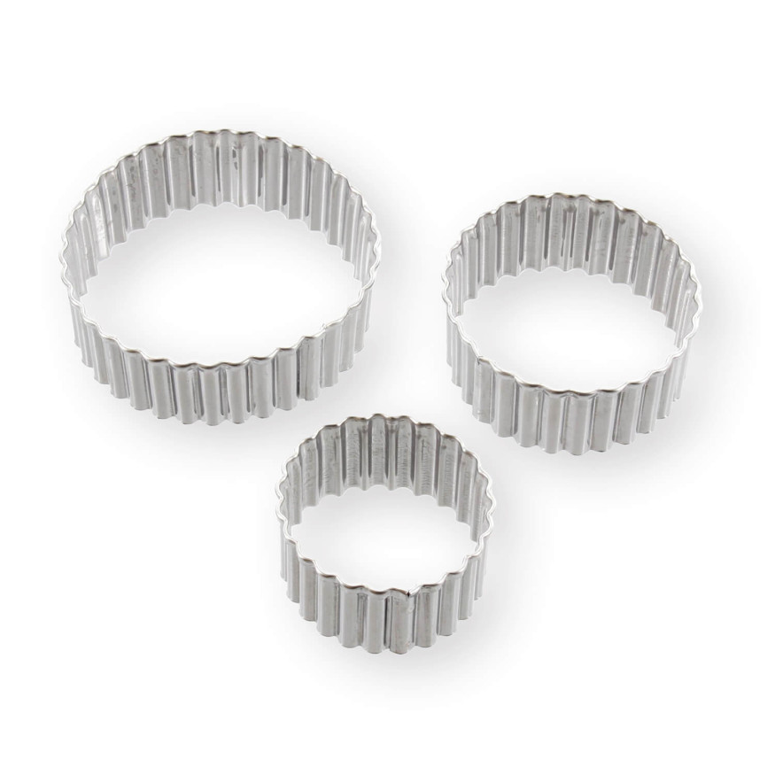 Set de 3 emporte-pièces rond cannelé en inox 4, 5 et 6 cm - 