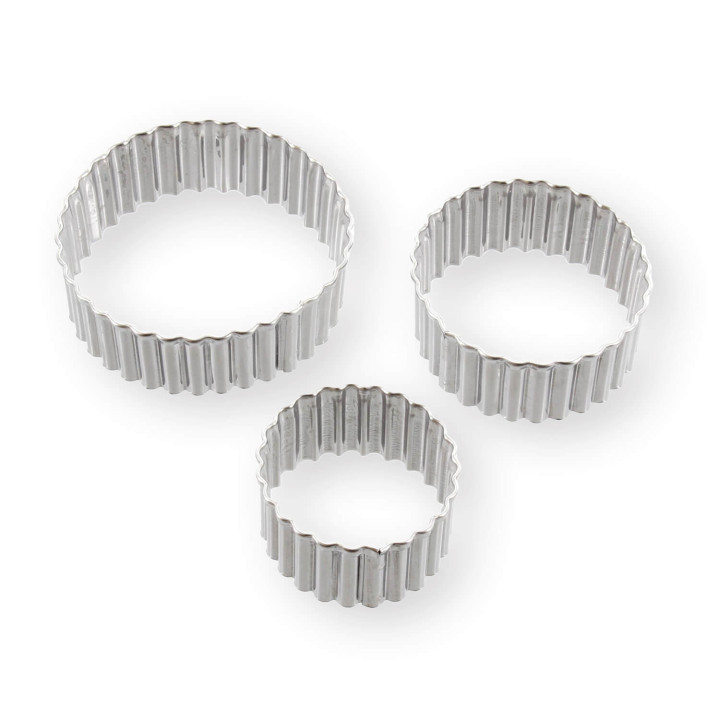 Set de 3 emporte-pièces rond cannelé en inox 4, 5 et 6 cm - 