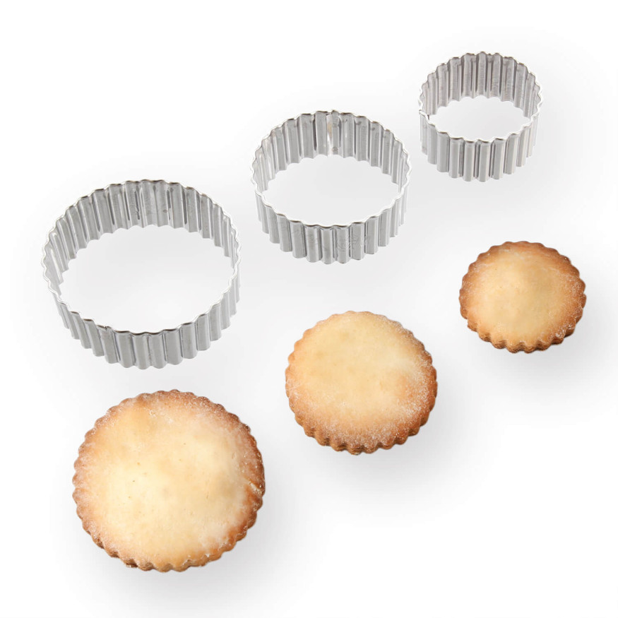 Set de 3 emporte-pièces rond cannelé en inox 4, 5 et 6 cm - 