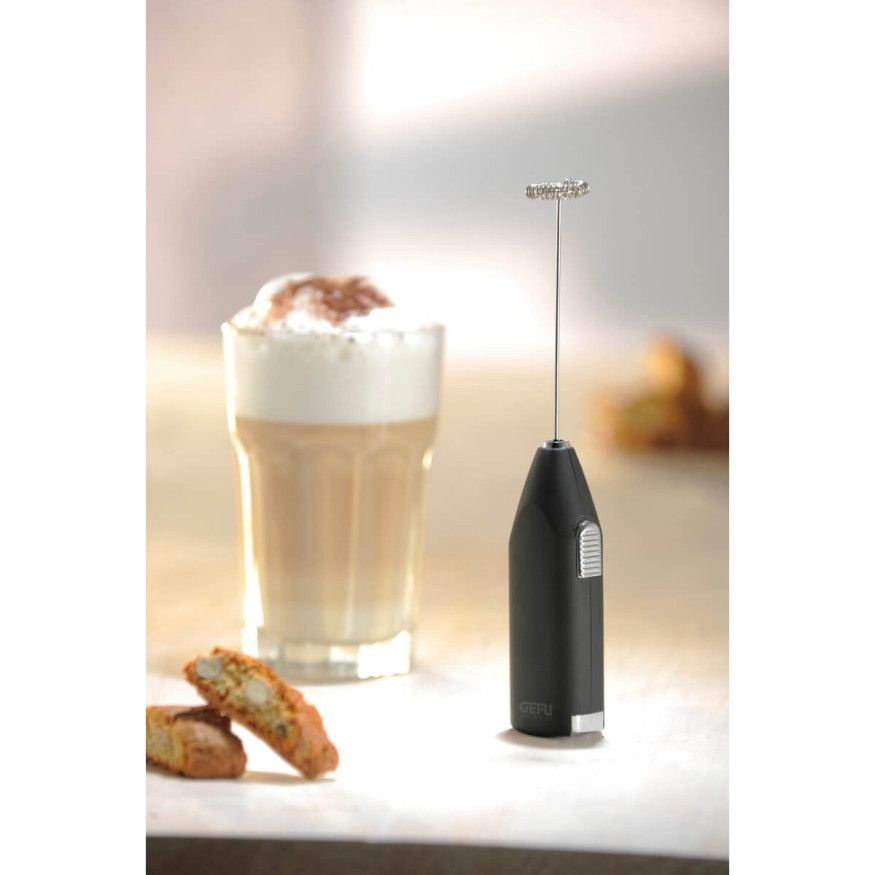 Mousseur à lait électrique en inox et plastique noir Fino - 