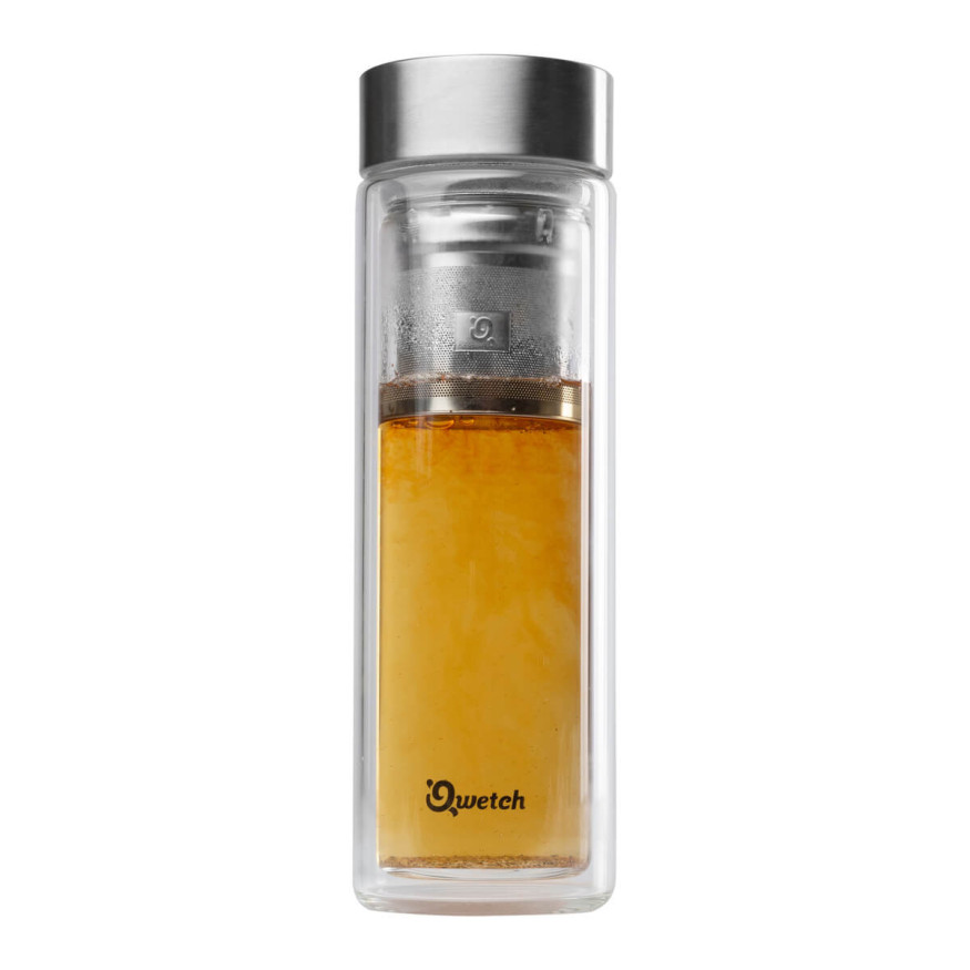 Théière verre double paroi inox brossé 430ml - Qwetch
